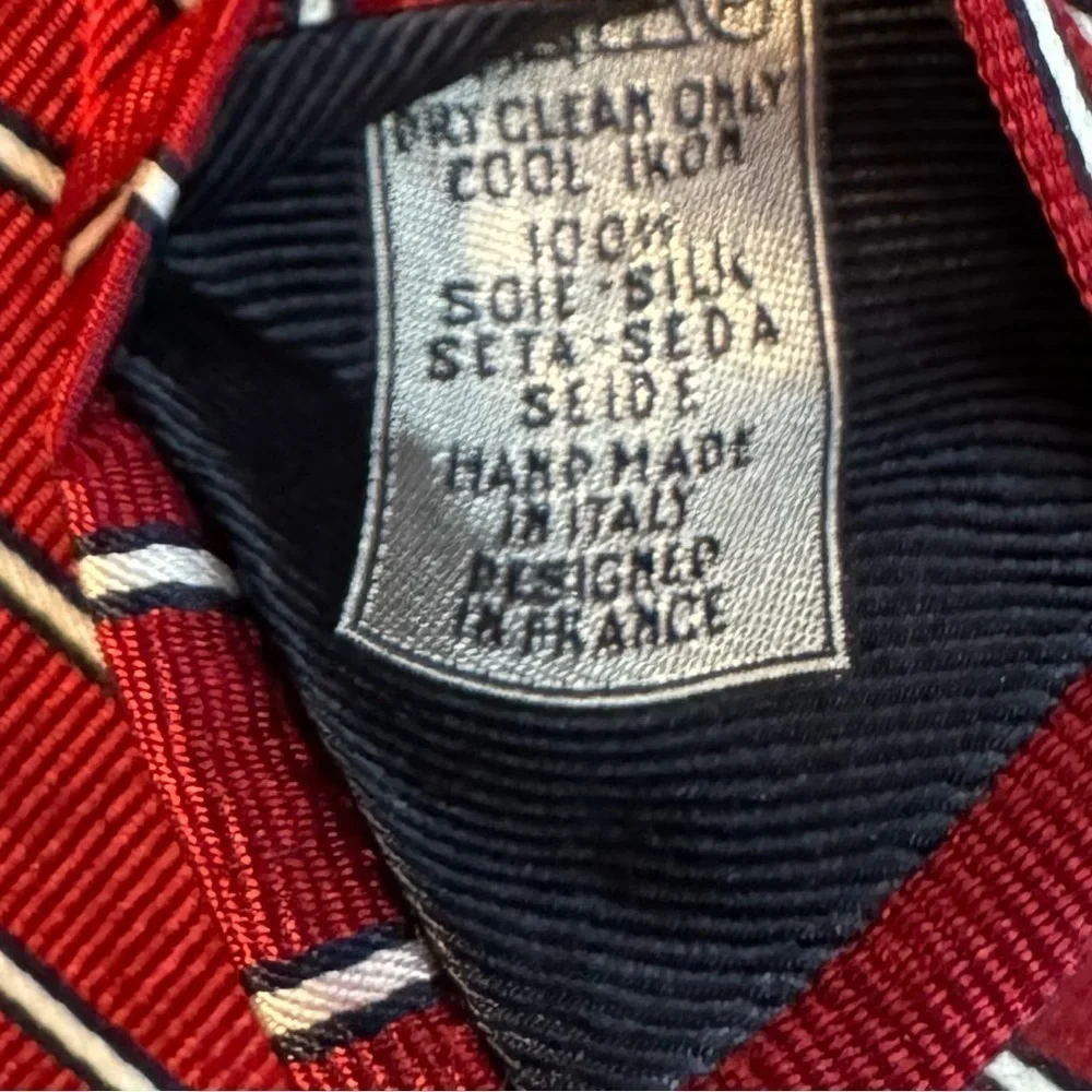 BREUER 100% Silk Red With White Stripes Repp Tie Made in Italy